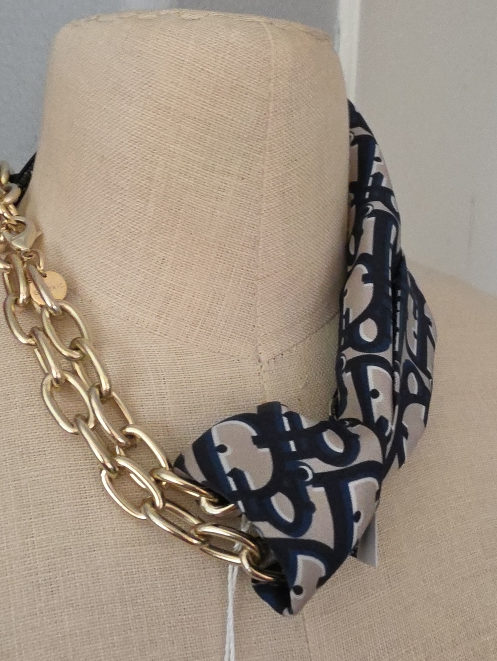 Dior Navy & Cream Printed Scarf Accent - Picture 1 of 11